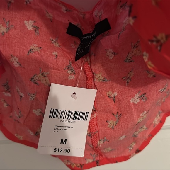 Forever 21 Red Ditsy Floral Strappy Back Cami Tank Top NWT Medium - Picture 11 of 11